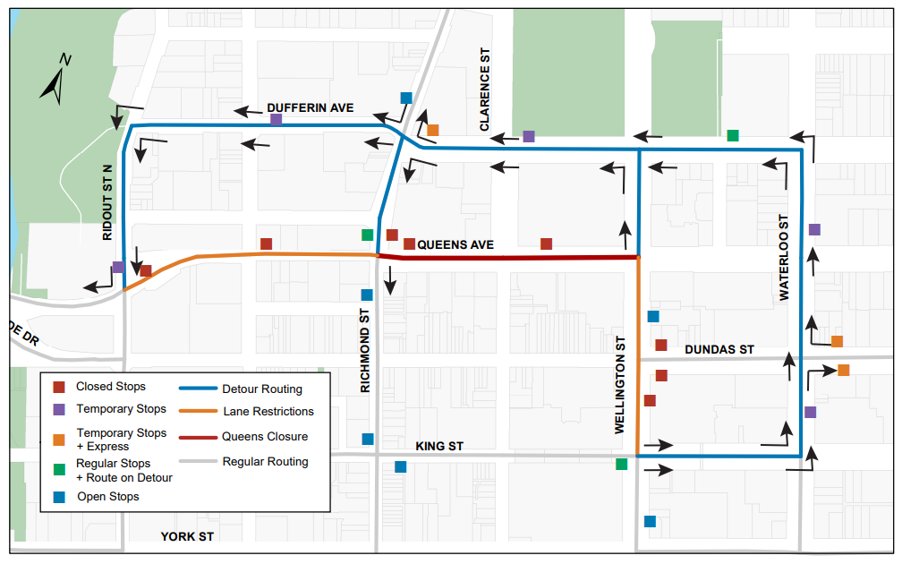 Queens Closure Detour – London Transit Commission